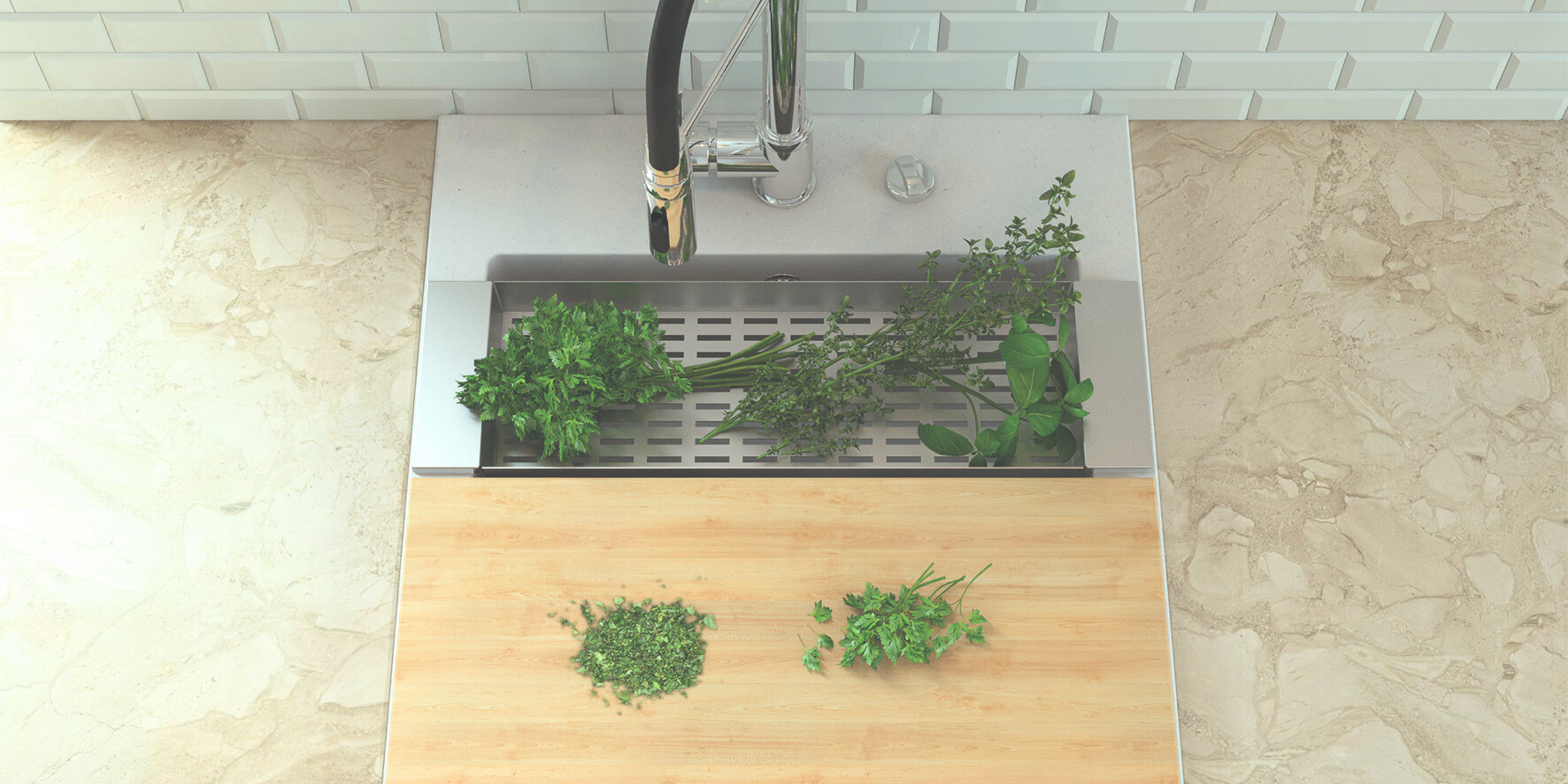 Evier à poser en Granit blanc Kümbad BOLTO 1 bac