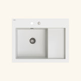 Evier à poser en granit blanc Kümbad BOLTO 1 bac - égouttoir à droite