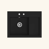 Evier à poser en granit noir Kümbad BOLTO 1 bac - égouttoir droite
