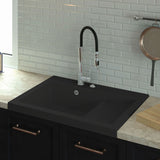 Evier à poser en granit noir Kümbad BOLTO 1 bac - égouttoir droite