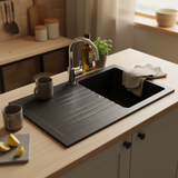 Évier résine noir moucheté BRIVA 1 bac 1 égouttoir