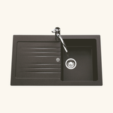 Évier résine noir moucheté BRIVA 1 bac 1 égouttoir