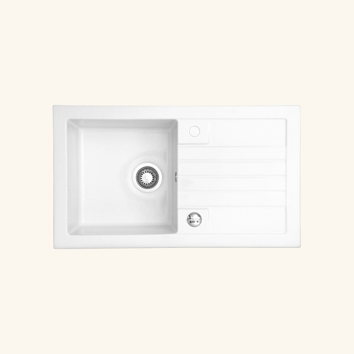 Evier céramique blanc CELESTIN 1 bac 1 égouttoir