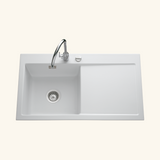 Vidage automatique 1 bac CUIPD368 / CUIPD019 évier CLEYA et V&B ARCHITECTURA - Siphon gain de place