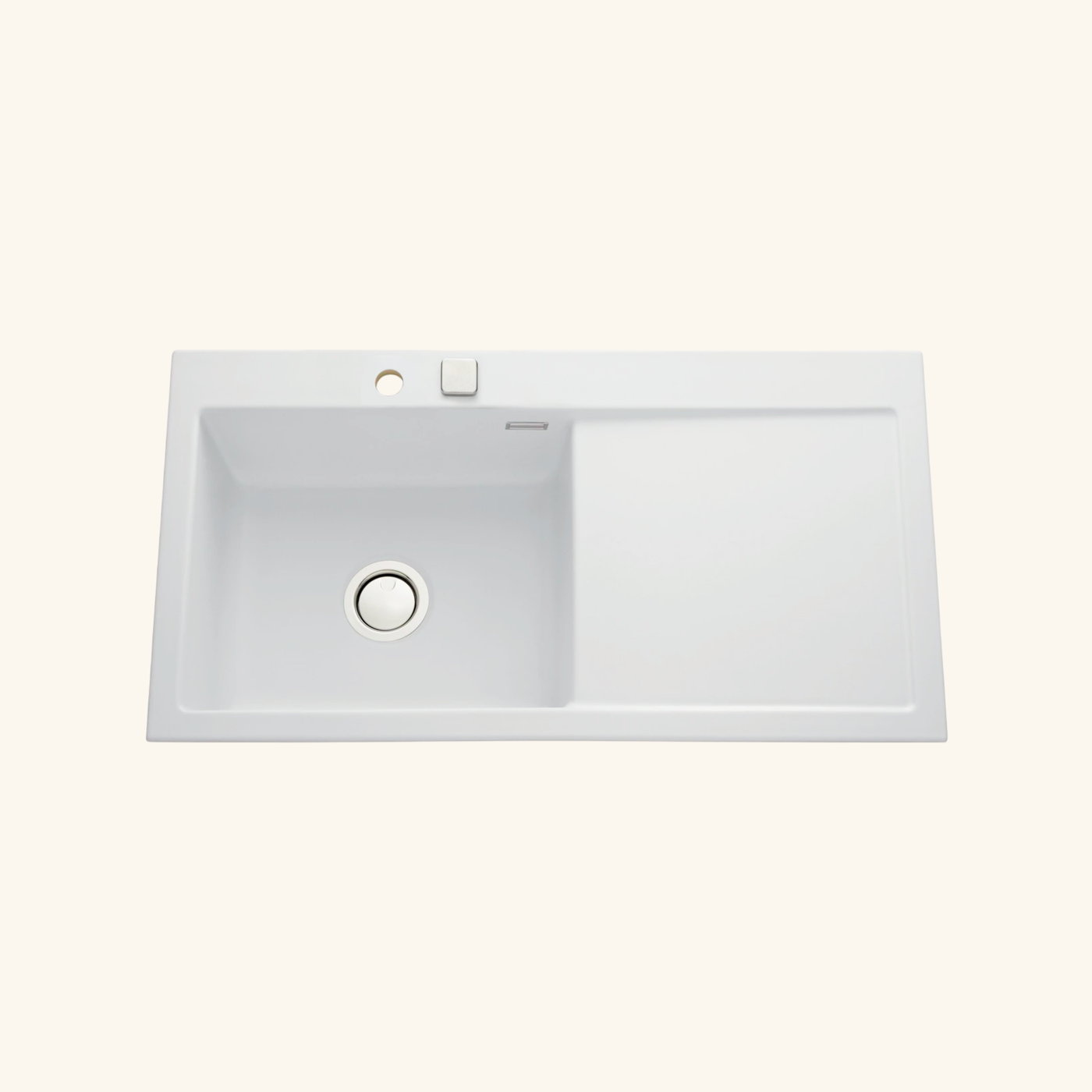 Evier céramique blanc mat Systemceram CLEYA 1 grand bac 100x51 - égouttoir droite