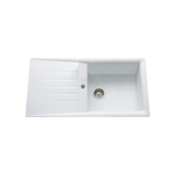 Évier résine blanc Ewi EMERAUDE 1 grand bac 1 égouttoir