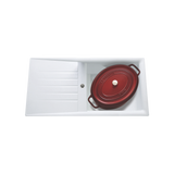 Évier résine blanc Ewi EMERAUDE 1 grand bac 1 égouttoir