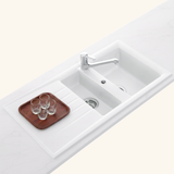 Évier résine blanc Ewi EMERAUDE 1 bac et demi - 1 égouttoir