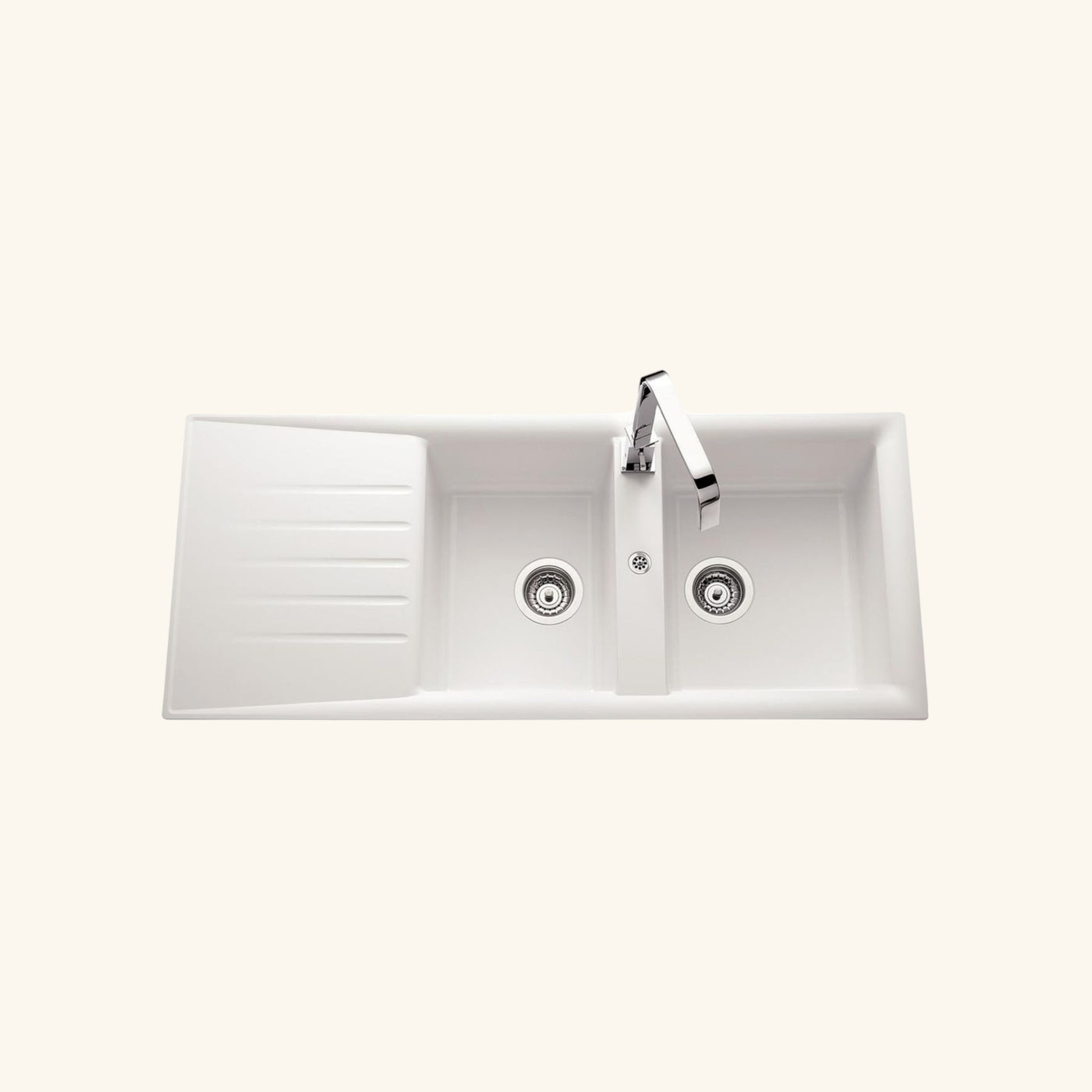 Évier résine blanc Ewi EMERAUDE 2 bacs 1 égouttoir