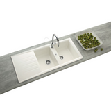 Évier résine blanc Ewi EMERAUDE 2 bacs 1 égouttoir