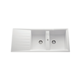 Évier résine blanc Ewi EMERAUDE 2 bacs 1 égouttoir