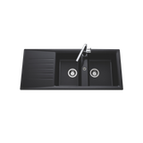 Évier résine noir Ewi EMERAUDE 2 bacs 1 égouttoir