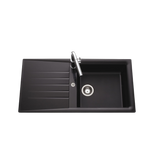 Évier résine noir Ewi EMERAUDE 1 grand bac 1 égouttoir