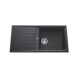 Évier résine noir Ewi EMERAUDE 1 grand bac 1 égouttoir