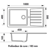 Évier résine noir Ewi EMERAUDE 1 grand bac 1 égouttoir