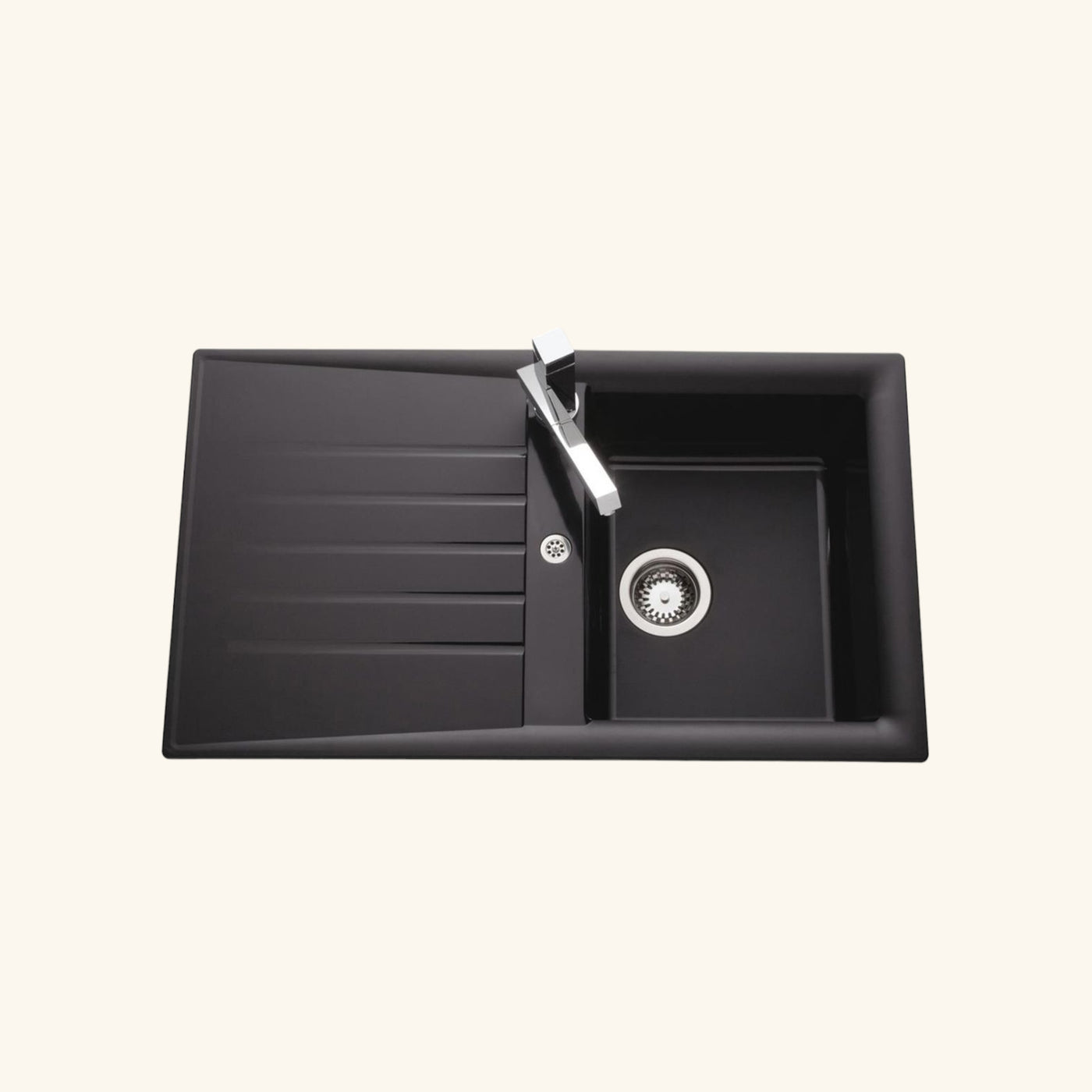Évier résine noir Ewi EMERAUDE 1 bac 1 égouttoir