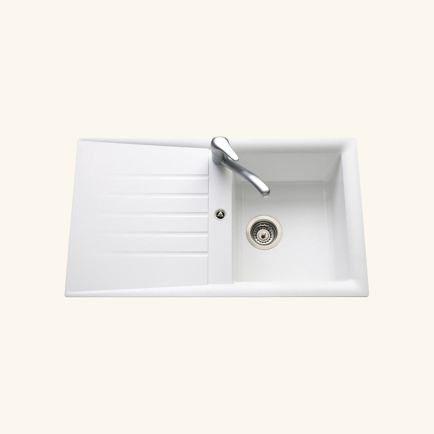 Évier résine blanc Ewi EMERAUDE 1 bac 1 égouttoir