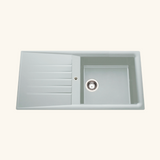 Évier résine gris alu Ewi EMERAUDE 1 grand bac 1 égouttoir