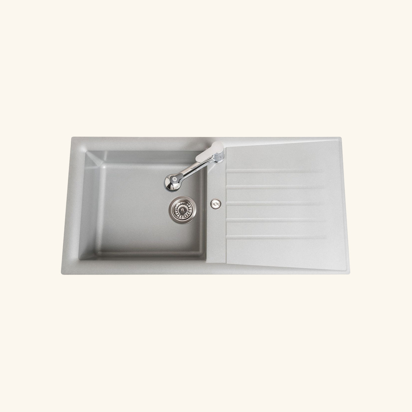 Évier résine gris alu Ewi EMERAUDE 1 grand bac 1 égouttoir