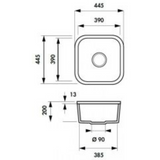 Evier sous-plan céramique blanc Villeroy & Boch CISTERNA 1 bac 445x445