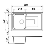 Évier inox lisse Luisina DEBUSSY 1 bac 1 égouttoir