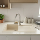 Évier granit beige Luisina DOLCE 1 grand bac 1 égouttoir