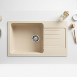 Évier granit beige Luisina DOLCE 1 grand bac 1 petit égouttoir