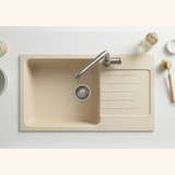 Évier granit beige Luisina DOLCE 1 grand bac 1 petit égouttoir