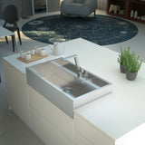 Évier timbre d'office inox lisse DIAMANTE 1 bac