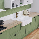 Évier timbre d'office céramique blanc EKIO NEWCO 2 bacs