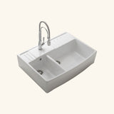 Évier timbre d'office céramique blanc EKIO NEWCO 2 bacs