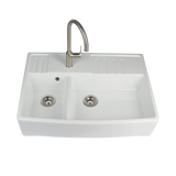 Évier timbre d'office céramique blanc EKIO NEWCO 2 bacs