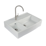 Évier timbre d'office céramique blanc EKIO NEWCO 2 bacs