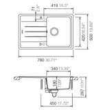 Évier granit gris Schock ELEMENT 1 bac 1 égouttoir