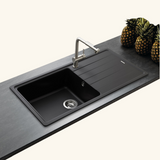 Évier granit noir Schock ELEMENT 1 grand bac 1 égouttoir