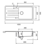Évier granit noir Schock ELEMENT 1 grand bac 1 égouttoir