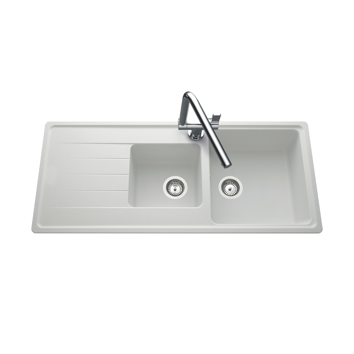 Évier granit blanc Schock ELEMENT 2 bacs 1 égouttoir