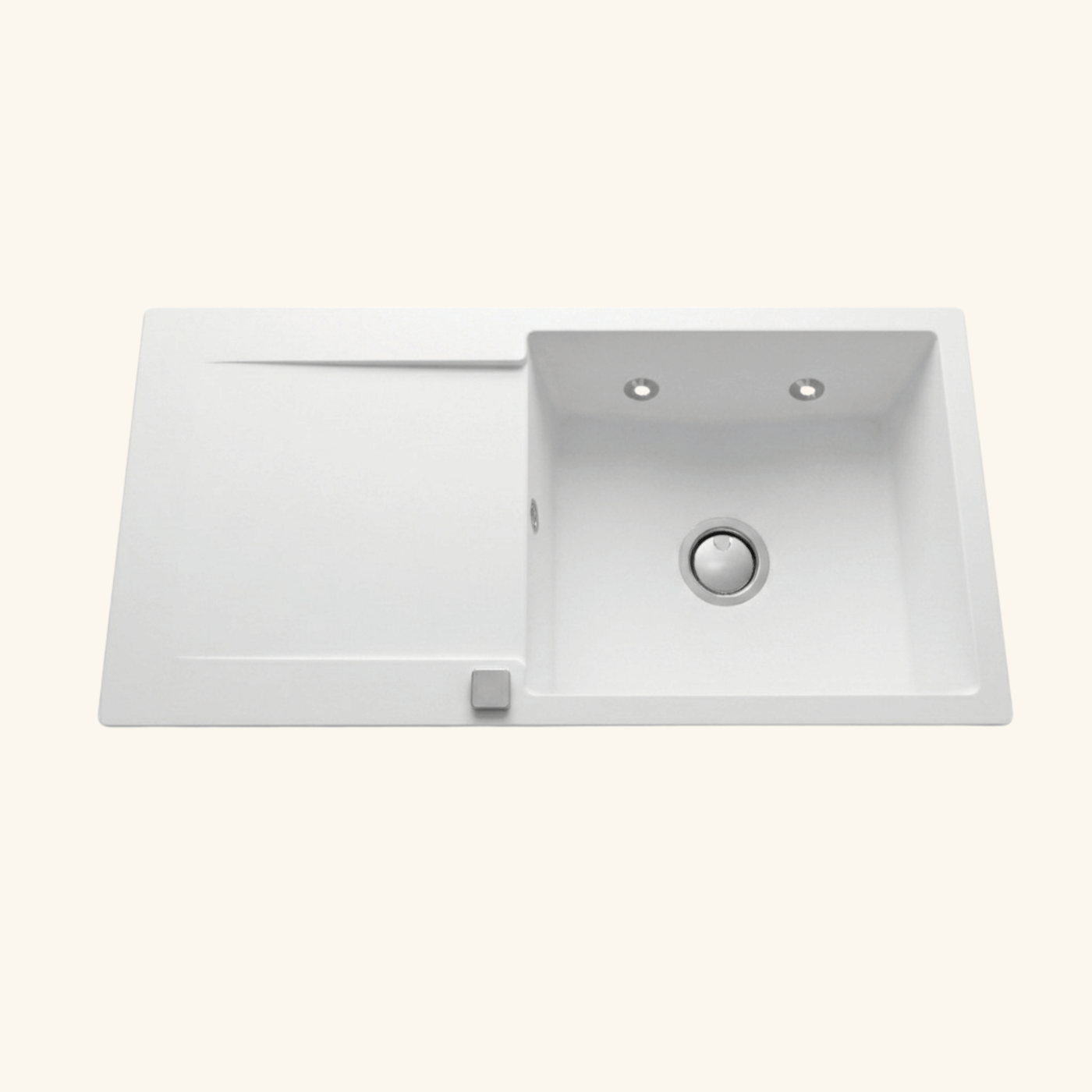 Évier granit blanc Luisina EPURE 1 grand bac 1 égouttoir avec leds