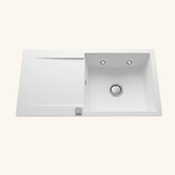 Évier granit blanc Luisina EPURE 1 grand bac 1 égouttoir avec leds