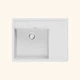 Évier timbre d'office granit blanc grisé mat Kümbad EWEN 1 bac 1 égouttoir à droite