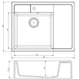 Évier timbre d'office granit blanc grisé mat Kümbad EWEN 1 bac 1 égouttoir à droite