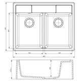 Évier timbre d'office granit noir Kümbad EWEN 2 bacs