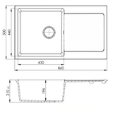 Evier granit blanc Kümbad ELIZA 1 bac 1 égouttoir avec planche en verre