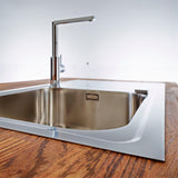 Évier inox lisse Luisina FAGOTTO 1 grand bac 1 égouttoir