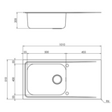 Évier inox mini structure Luisina FAGOTTO 1 grand bac 1 égouttoir