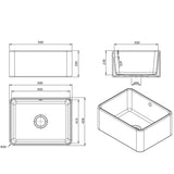 Évier timbre d'office céramique blanc Sanindusa FARMHOUSE XS 1 bac 590x458