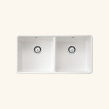 Évier timbre d'office céramique blanc Sanindusa FARMHOUSE 2 bacs 895x460