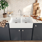 Évier timbre d'office céramique blanc Sanindusa FARMHOUSE 2 bacs 895x460