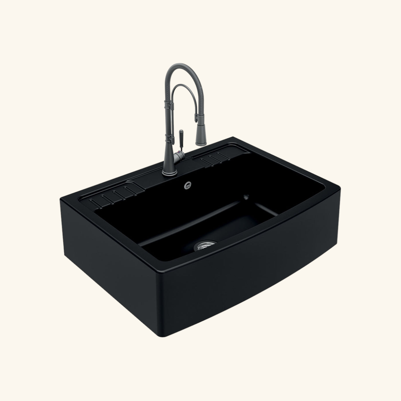 Évier timbre d'office granit noir FOCA 1 bac