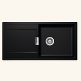 Évier granit noir intense Luisina FORTE 1 grand bac 1 égouttoir